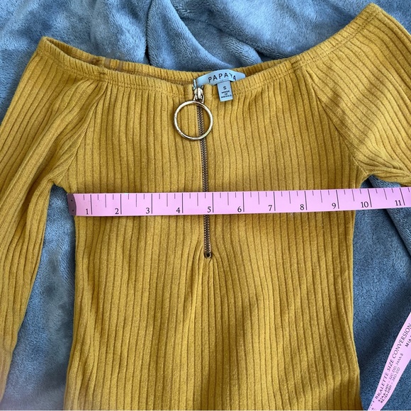 Papaya Zip Front Yellow Crop Top Mid Sleeves - Picture 6 of 9